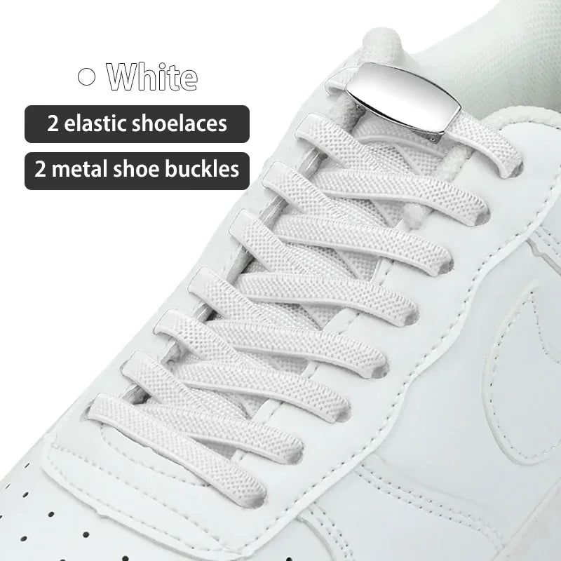 No-Tie Elastic Shoelaces with Metal Lock | Quick Fit for All Shoes