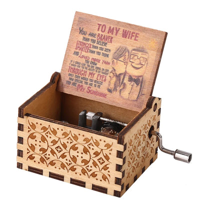 Wooden Hand Crank Music Box