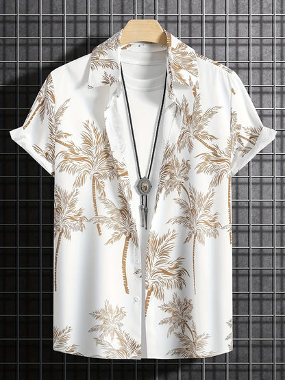 Men’s Palm Tree Shirt – Casual Hawaiian Short Sleeve Top