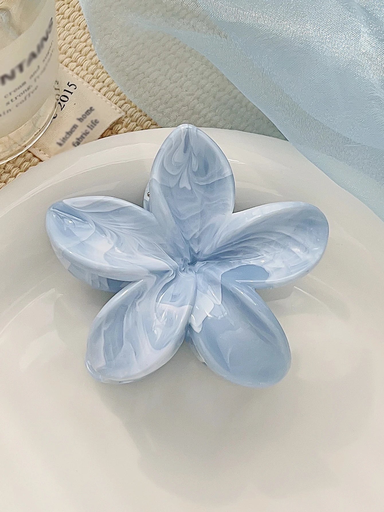 2 Pcs Marble Flower Hair Claw Clips – Cute Beach Hair Accessories