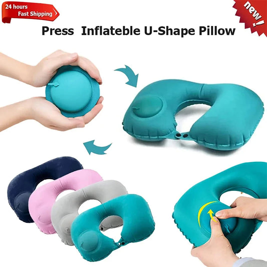 Inflatable U-Shaped Travel Pillow – Neck Support for Travel Comfort