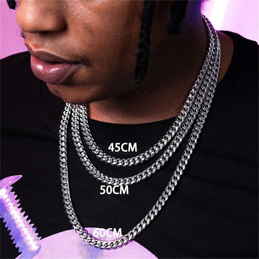 Basic Punk Stainless Steel Curb Cuban Necklaces – Black & Gold