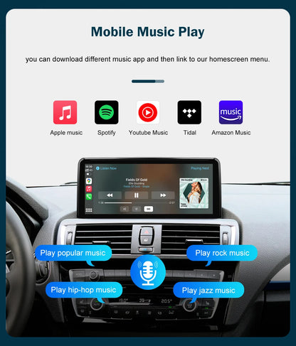 شاشة CarPlay لاسلكية مقاس 10.25 بوصة/12.3 بوصة لسيارات BMW الفئة الأولى إلى الرابعة (F20-F33)