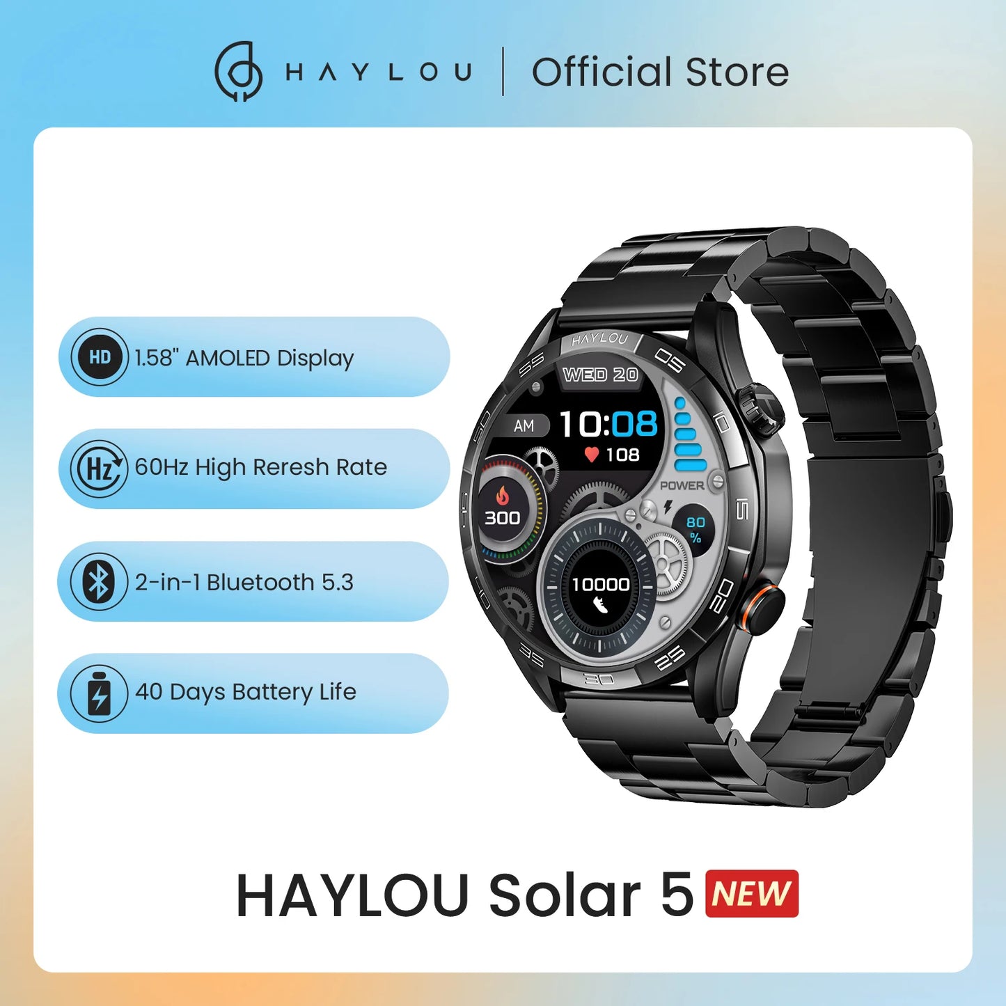Solar 5 Voice Calling Smartwatch – AMOLED Display