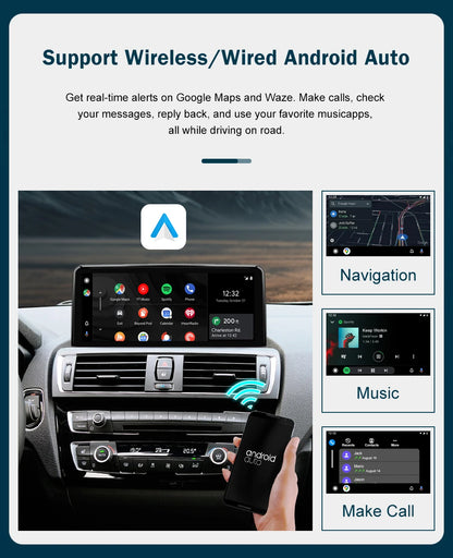 شاشة CarPlay لاسلكية مقاس 10.25 بوصة/12.3 بوصة لسيارات BMW الفئة الأولى إلى الرابعة (F20-F33)