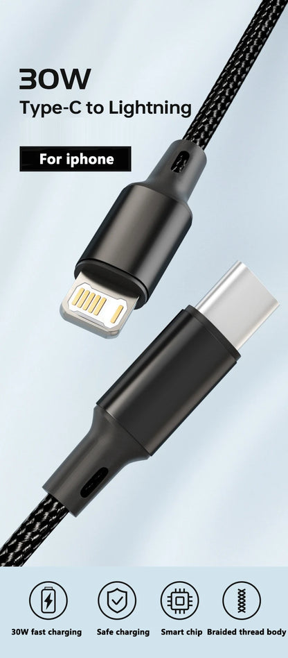 PD 30W USB-C Fast Charging Cable for iPhone – Durable & Quick