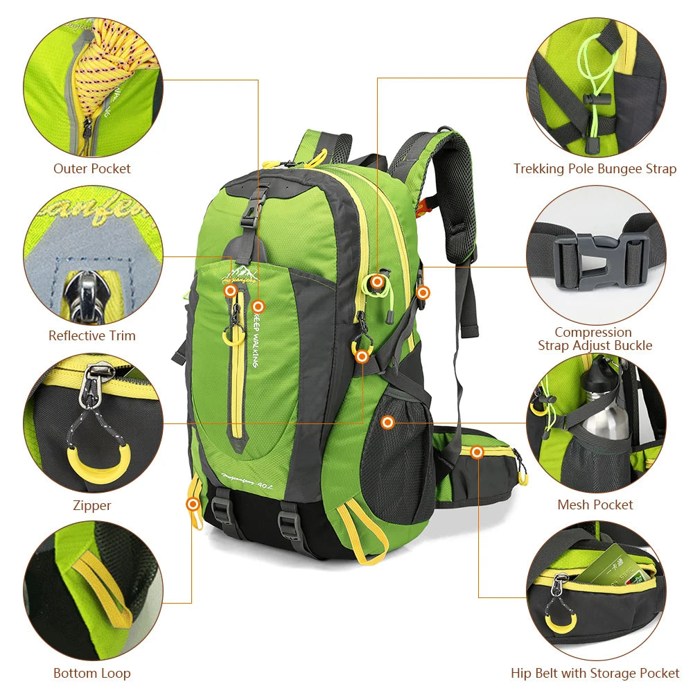 Cartmela 40L Water-Resistant Travel Backpack
