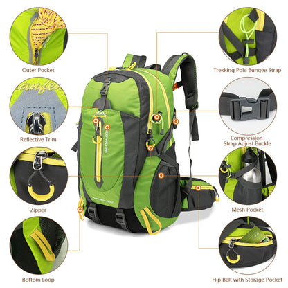 Cartmela 40L Water-Resistant Travel Backpack