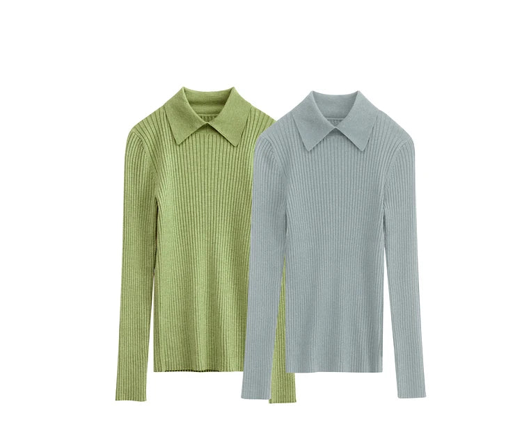 Women’s Slim Fit Striped Sweater – Autumn Office Basic Knitted Top