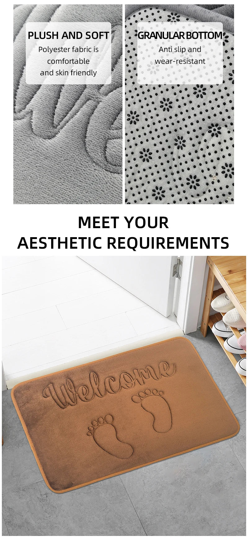 Anti-Slip Cobblestone Bathroom Floor Mat – Water Absorbent Rug
