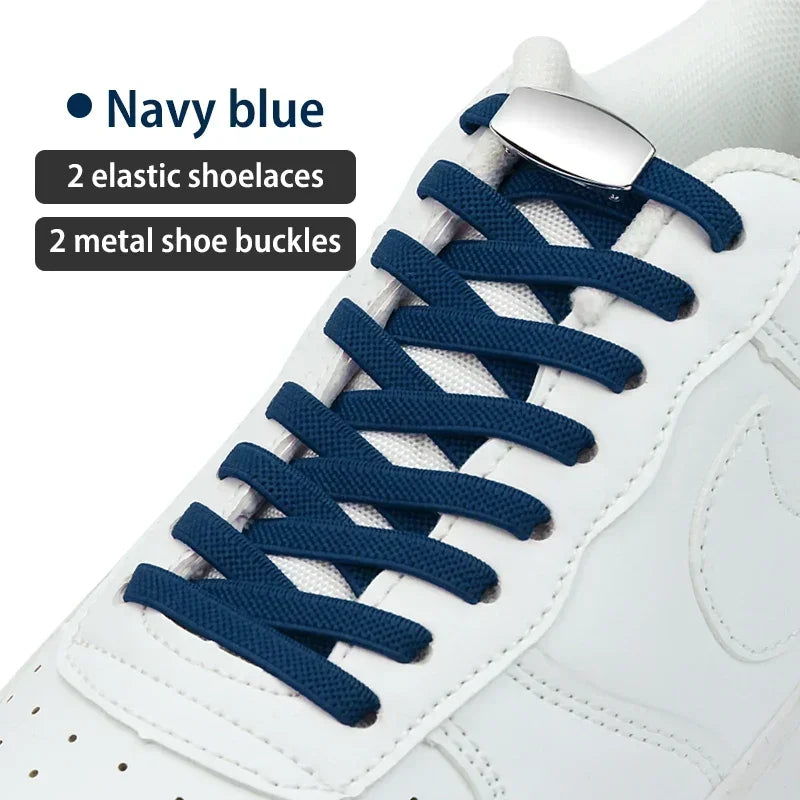 No-Tie Elastic Shoelaces with Metal Lock | Quick Fit for All Shoes