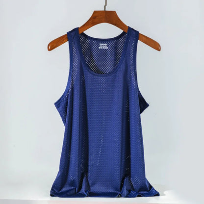 Men’s Ice Silk Mesh Tank Top Bodybuilding Fitness Vest