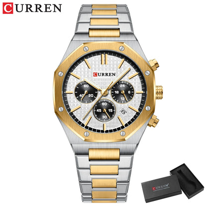 Casual Stainless Steel Quartz Watch – Waterproof Men’s Chronograph