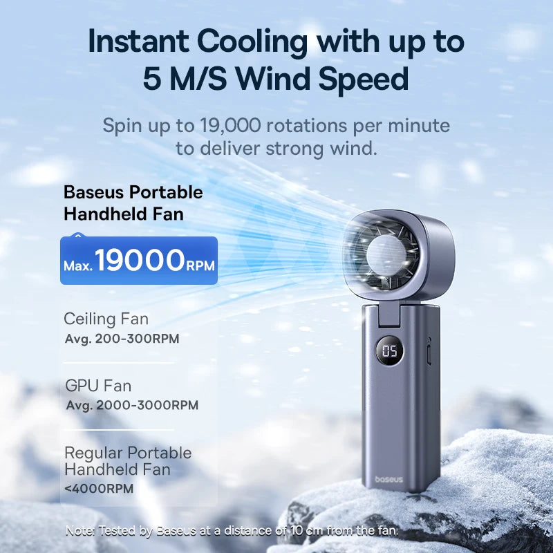 Portable Foldable Mini Fan – 5-Speed Handheld Rechargeable Fan