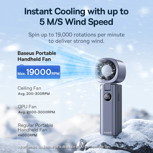 Portable Foldable Mini Fan – 5-Speed Handheld Rechargeable Fan