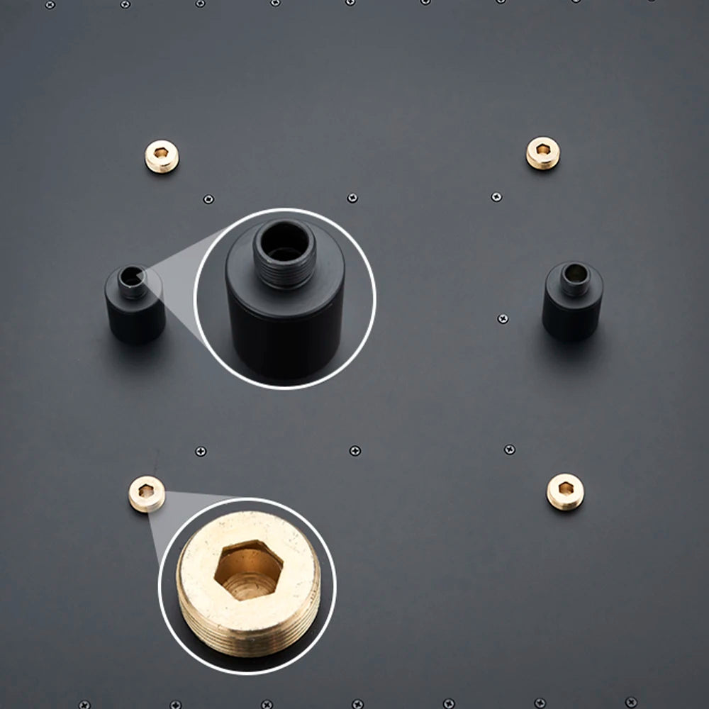 Black LED Rainfall Shower Head | Remote Control Ceiling Waterfall Tap