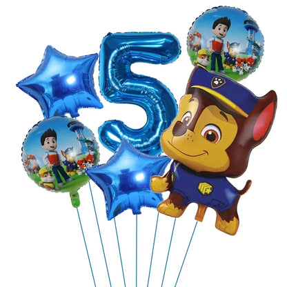 6pcs Paw Patrol Foil Balloons – Kids Birthday Party Decorations