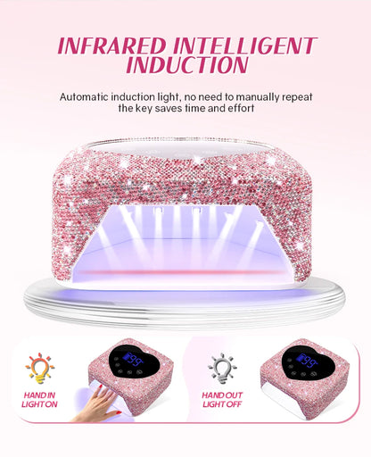 72W Cordless UV Nail Lamp – Rechargeable Dryer with 5 Timers