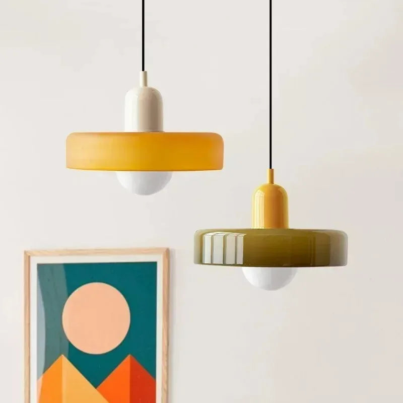 Nordic Retro Glass Pendant Lamp – E27 LED Indoor Chandelier