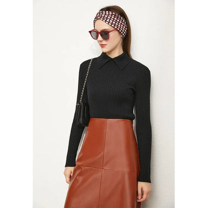 Women’s Slim Fit Striped Sweater – Autumn Office Basic Knitted Top