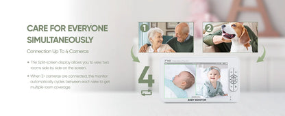 7" 1080P HD Split Screen Baby Monitor – Dual Cameras & Remote Control