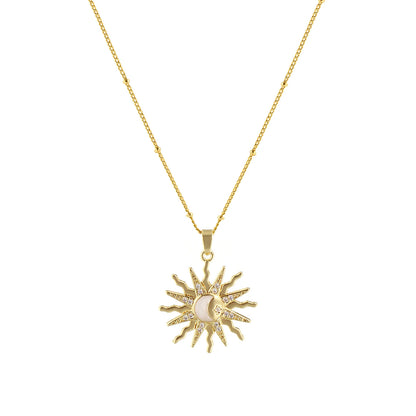 18K Gold Plated Galaxy Enamel Pendant Necklace – CZ Curb Chain