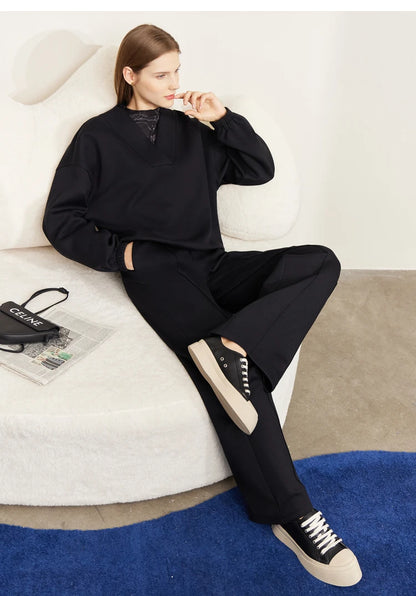 Women’s Loose Sweatshirt & Straight Leg Pants – Spring Casual Set