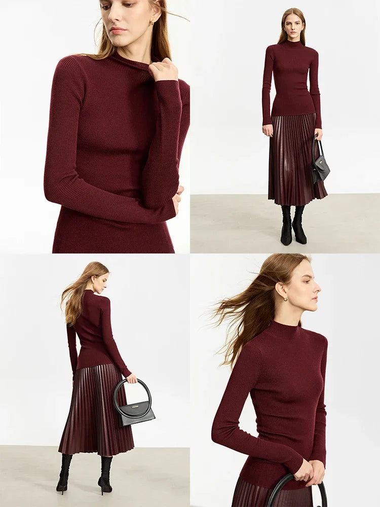 Women’s Slim Fit Turtleneck Sweater – Warm High Elastic Pullover
