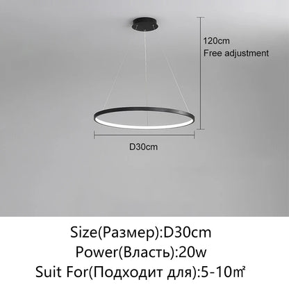 Modern Round LED Pendant Light – Black/White Minimalist Chandelier
