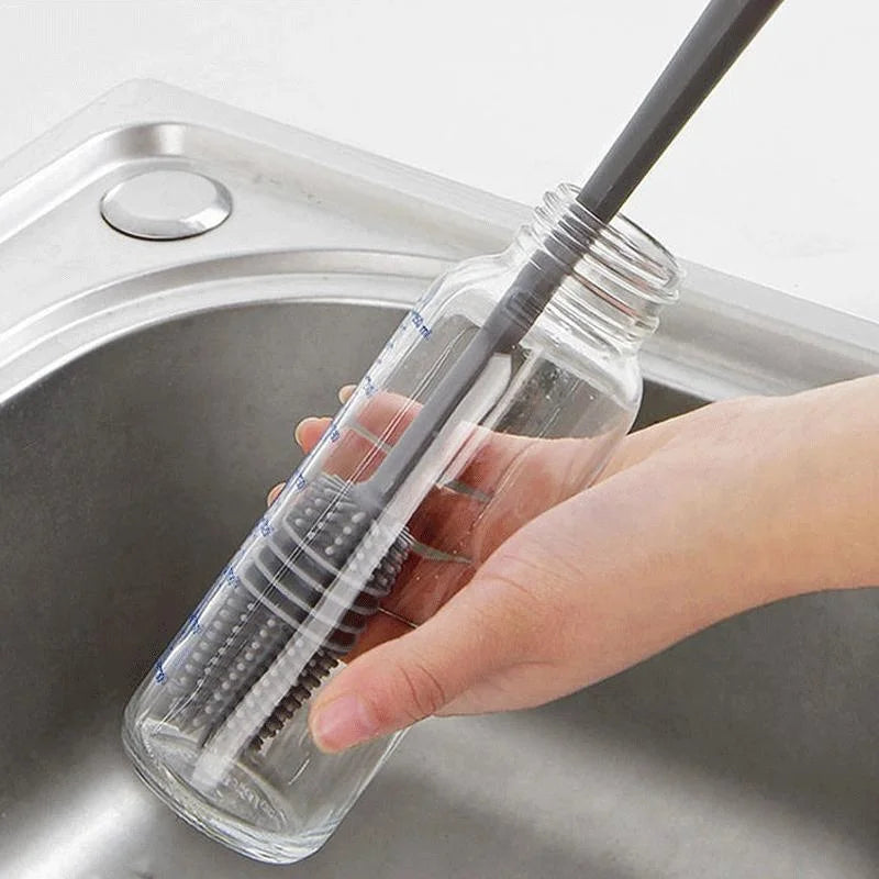 Silicone Milk Bottle Brush – Long Handle Drink Bottle & Glass Cleaner