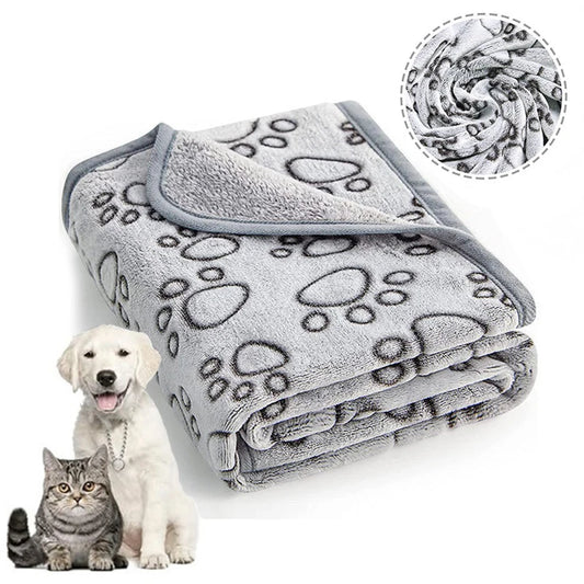 Soft Fluffy Pet Blanket – Warm Mat with Cute Cartoon Pattern