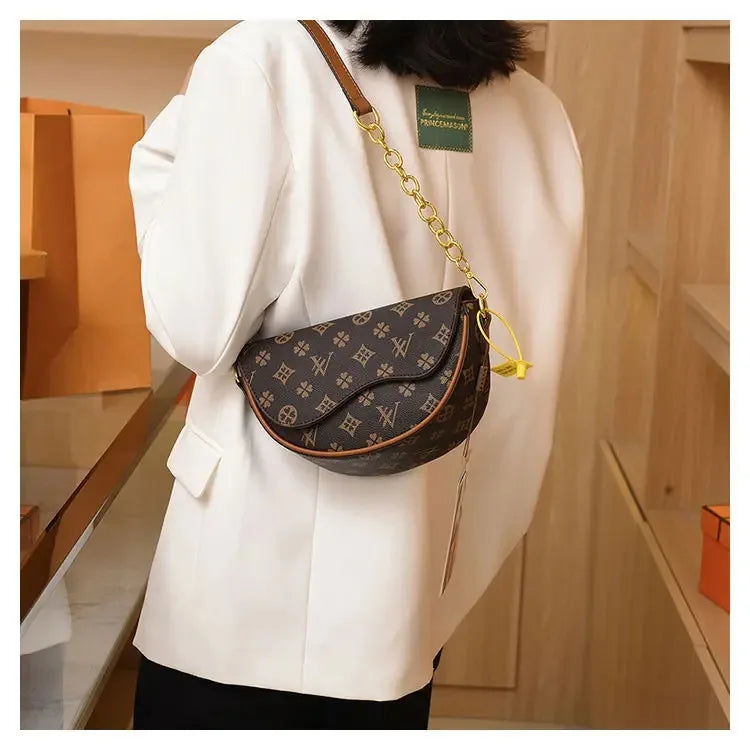 Trendy Textured Half-Round Saddle Bag