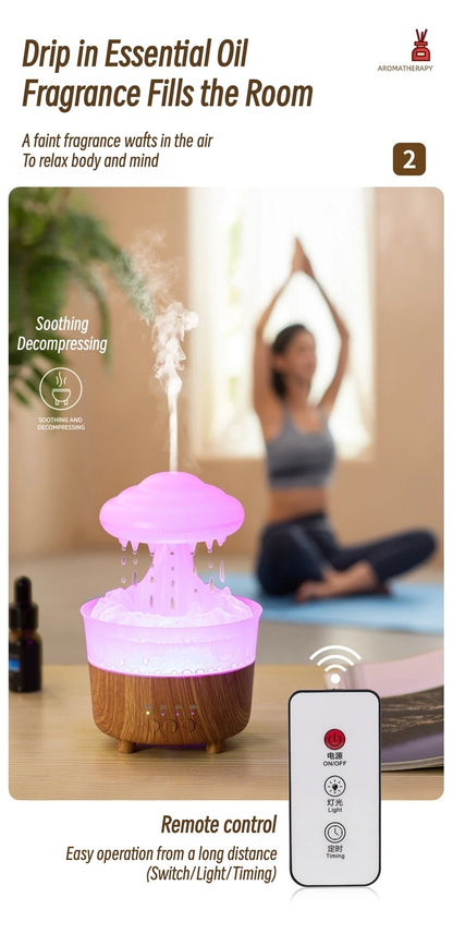 Rain Drip Mushroom Humidifier with 7 Color LED Aroma Diffuser