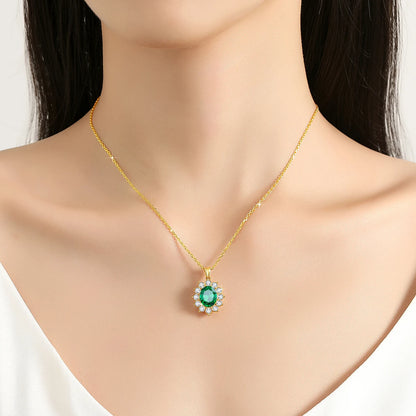 Au750 18K Gold Emerald Necklace – Oval 8x10mm Stone with Certificate