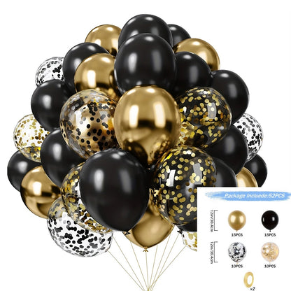 16pcs Black Metallic Sequin Balloons – Party & Event Decor