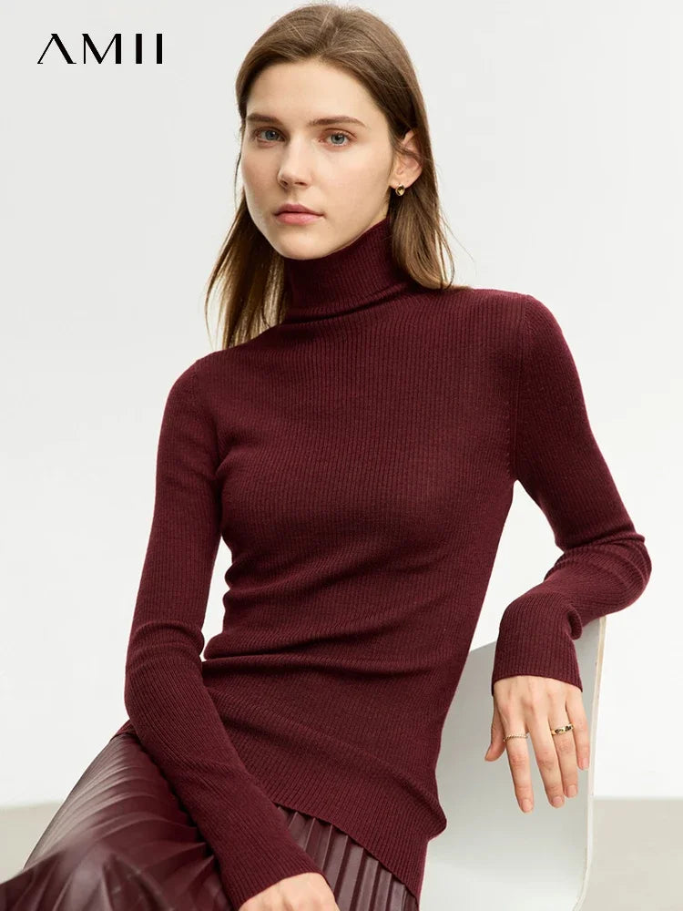 Women’s Slim Fit Turtleneck Sweater – Warm High Elastic Pullover
