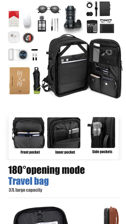 Waterproof 17.3" 2-in-1 Travel Laptop Backpack – 60L Large Capacity
