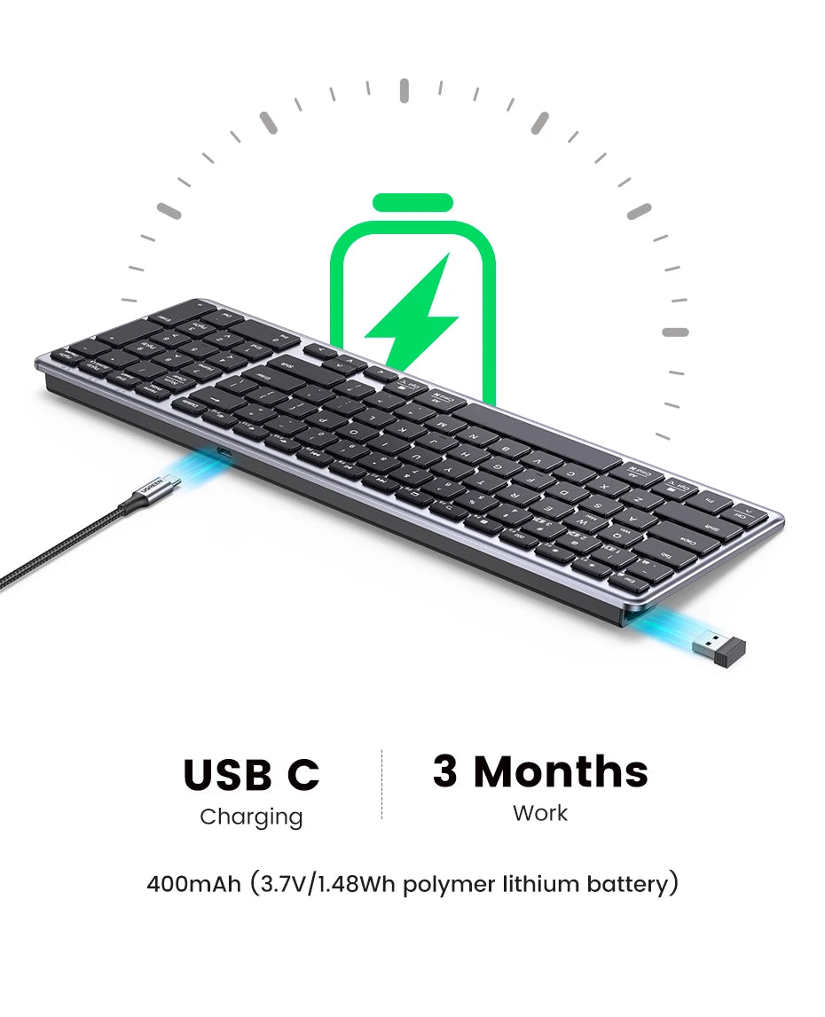 Wireless Bluetooth 5.0 Keyboard – 99 Keys Russian/Korean/English