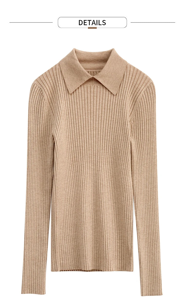Women’s Slim Fit Striped Sweater – Autumn Office Basic Knitted Top