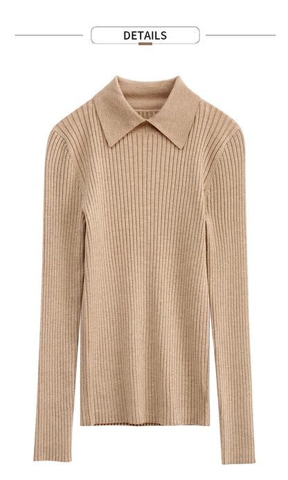 Women’s Slim Fit Striped Sweater – Autumn Office Basic Knitted Top