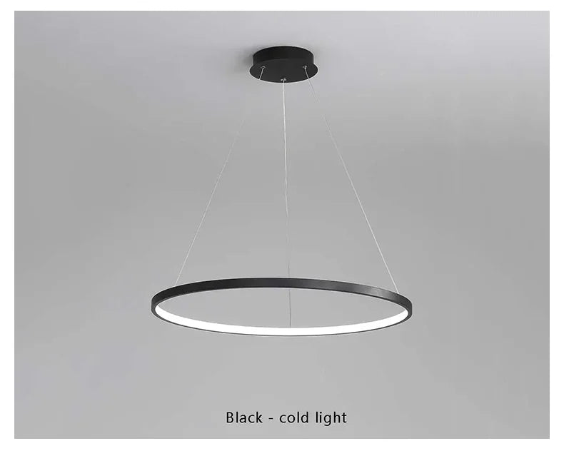 Modern Round LED Pendant Light – Black/White Minimalist Chandelier