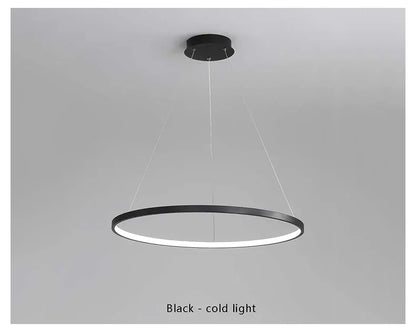 Modern Round LED Pendant Light – Black/White Minimalist Chandelier