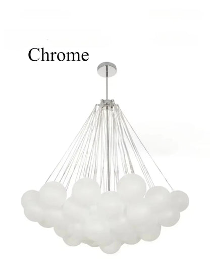 37-Glass Bubble Chandelier – Frosted Milky White Colorful Pendant