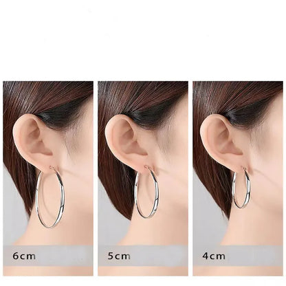 18K Gold Plated Hoop Earrings – 925 Silver, 3–7cm Size Options