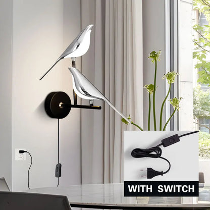 Magpie Bird LED Wall Lamp – 360° Rotating Bedside Light