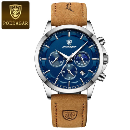POEDAGAR Men's Luxury Quartz Chronograph Waterproof Watch