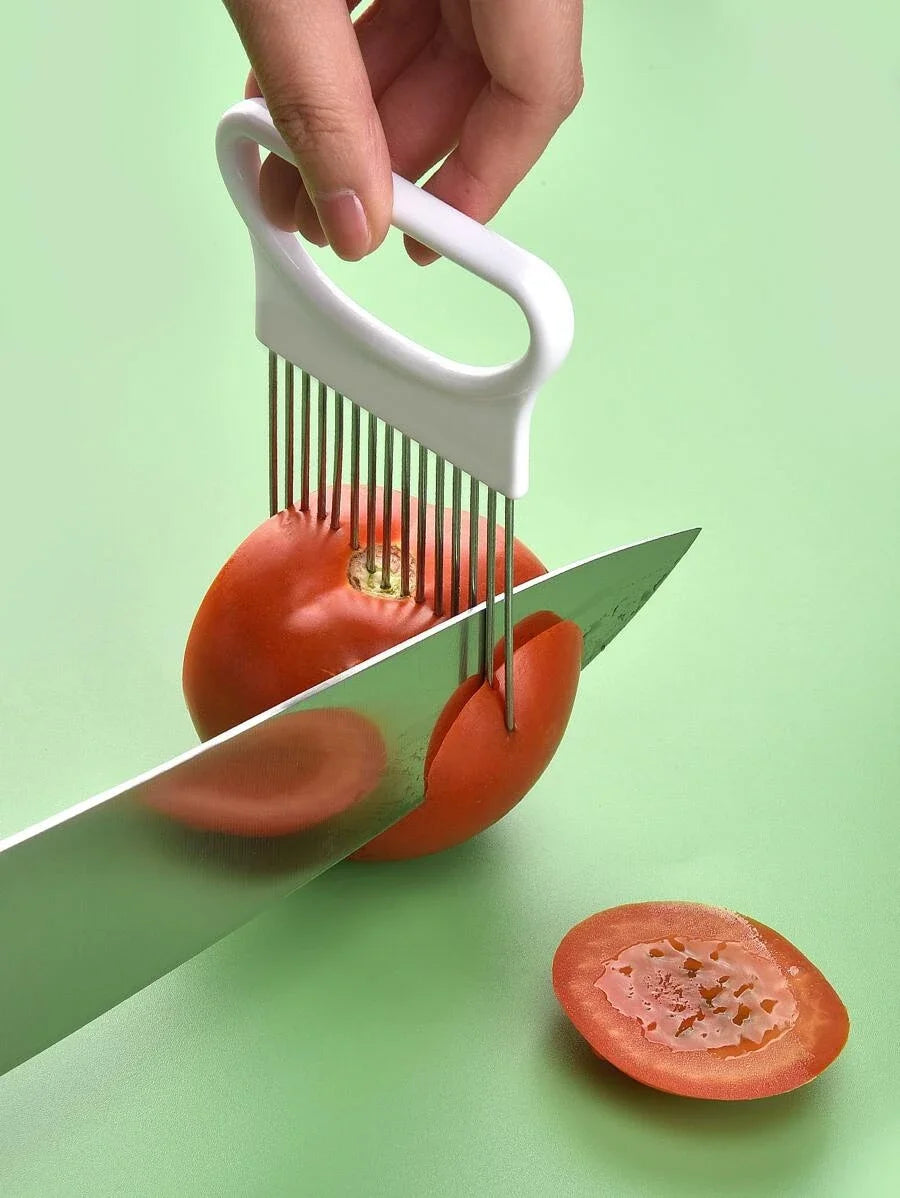 Stainless Steel Onion Slicer Holder – Safe & Easy Cutting Tool