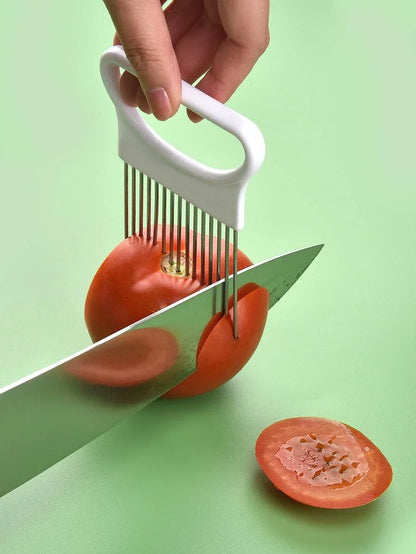 Stainless Steel Onion Slicer Holder – Safe & Easy Cutting Tool
