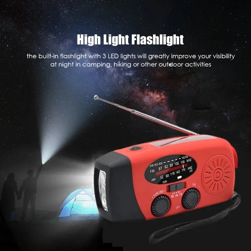 Emergency Hand Crank Radio – Solar, NOAA, Power Bank, FM/AM/WB
