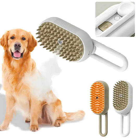 USB 3-in-1 Pet Grooming Brush – Steam, Shedding & Massage Tool